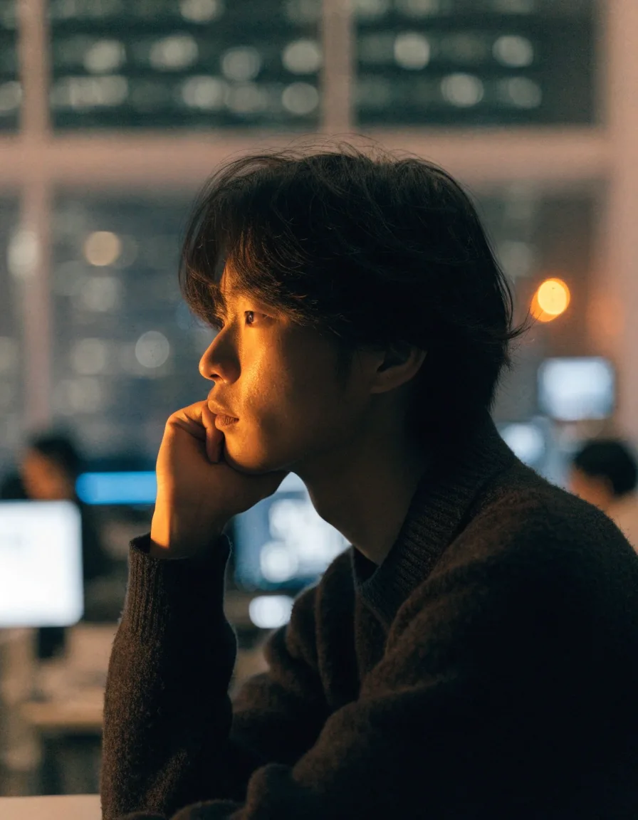 夜晚窗邊的交易工作桌一角